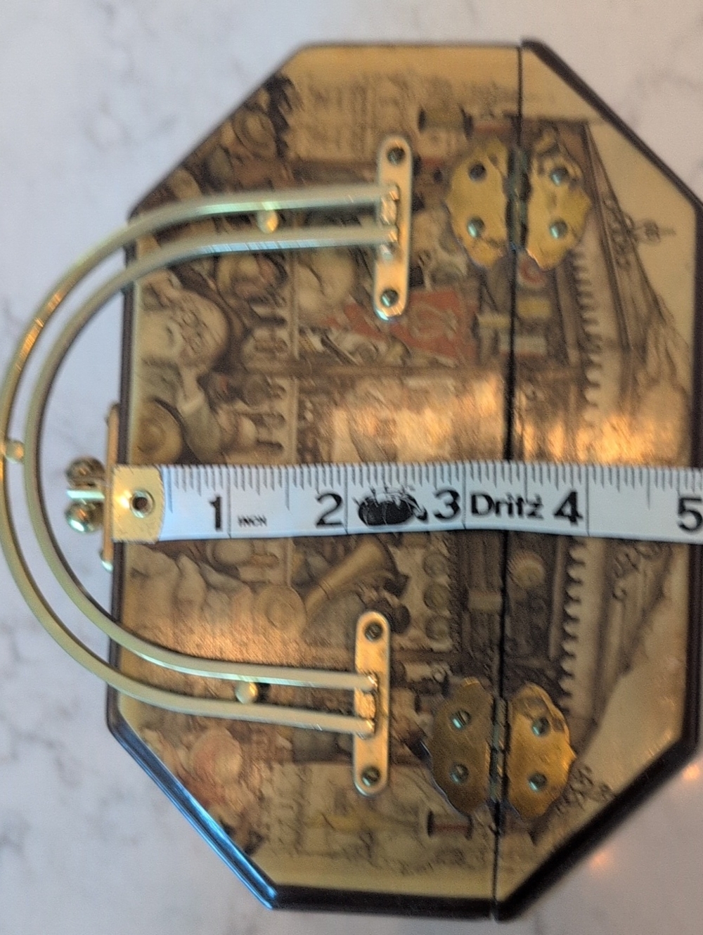 Vintage Anton Pieck Wood & Decoupage Jewelry Box Handbag - Picture 15 of 16